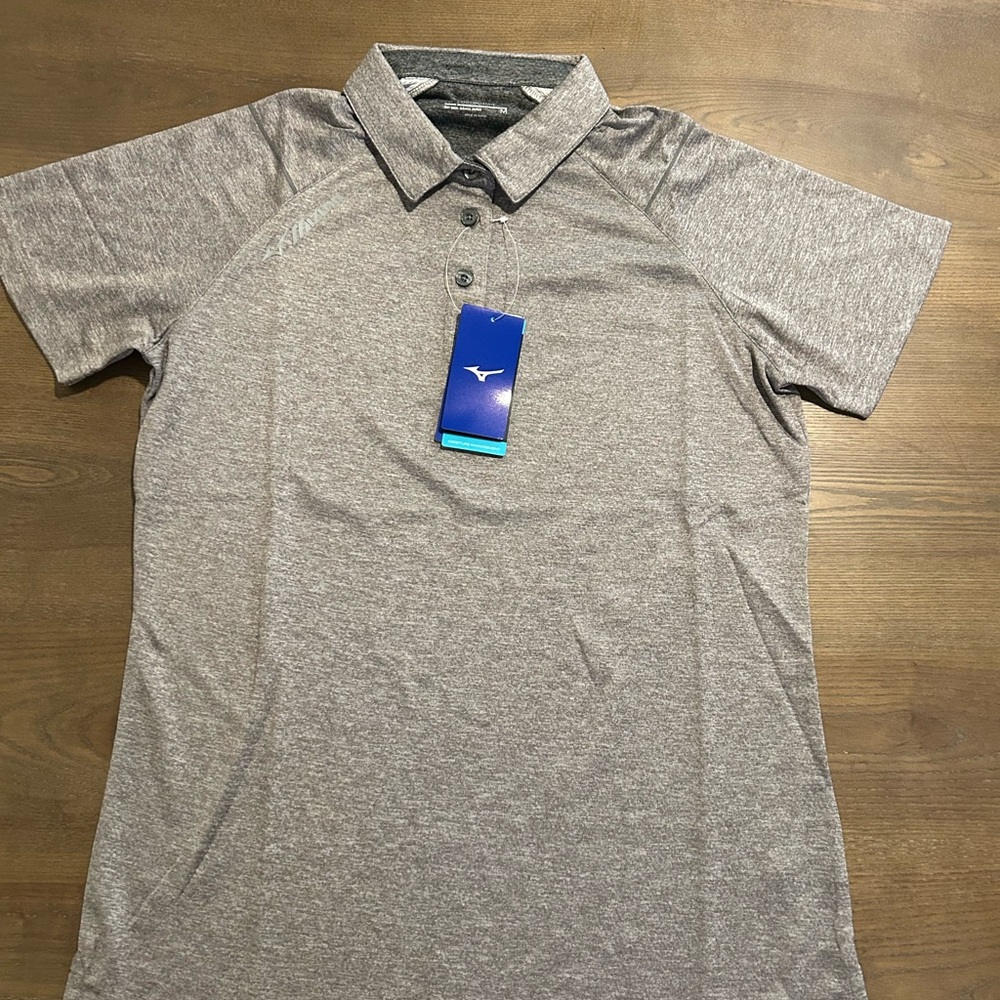 Grey Mizuno Dri-Fit short sleeve polo shirt #golf